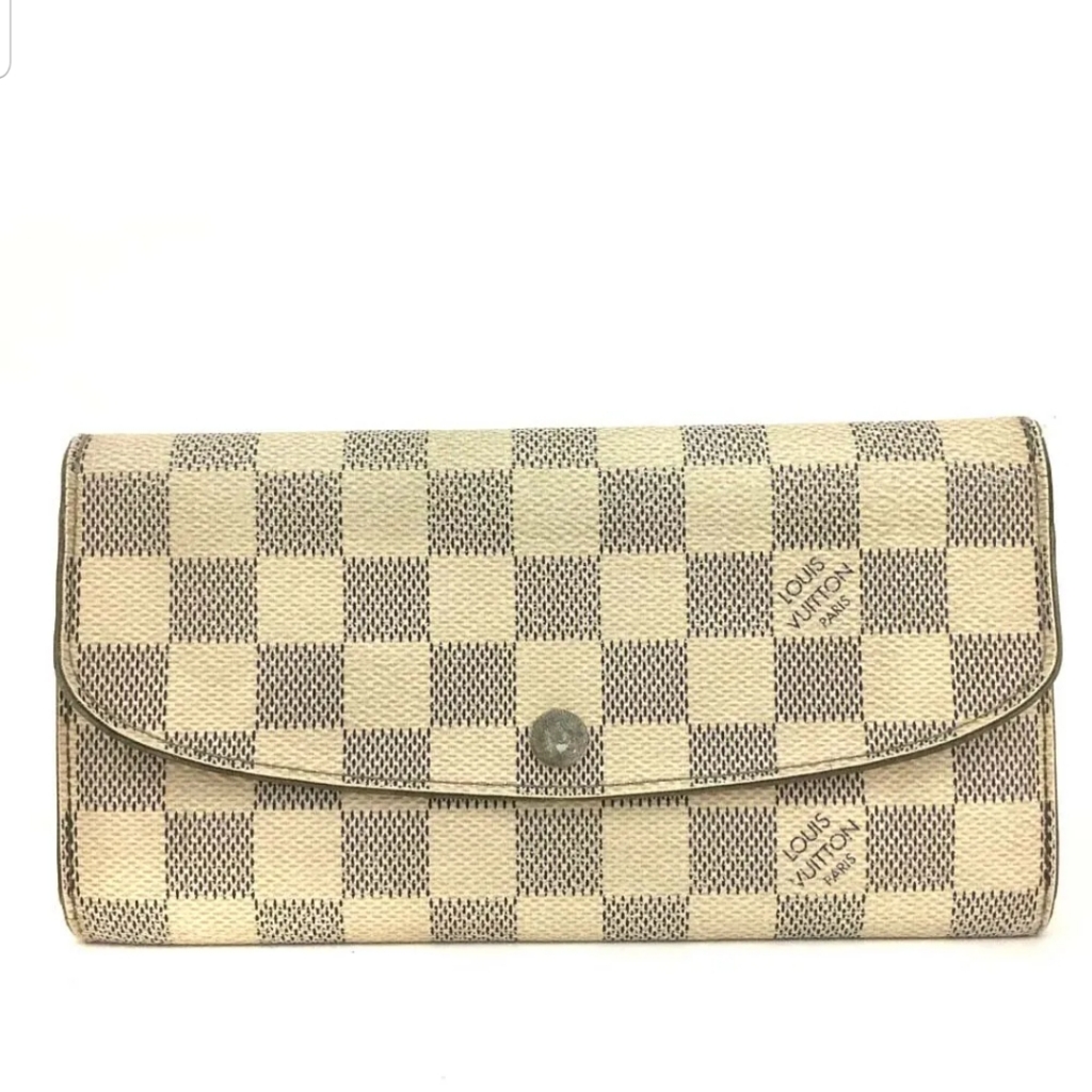 Louis Vuitton Lv Damier Azur Emilie Long Bifold Wallet Purse Damier Azur
